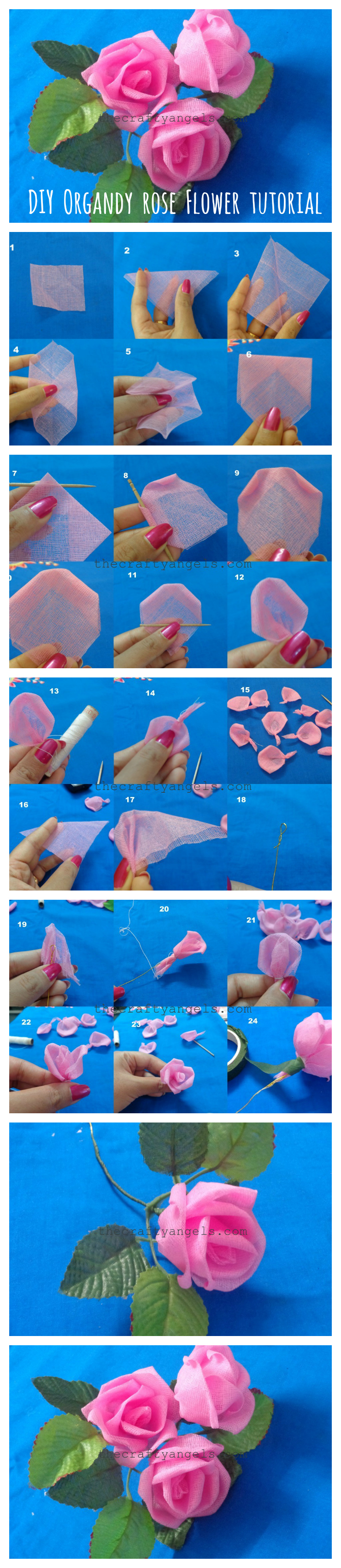  DIY organdy rose flower tutorial collage, flower tutorial, wedding flower, diy flowers, diy fabric flowers