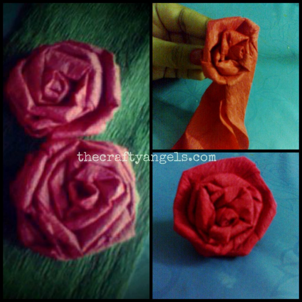 crepe paper rose flower tutorial step 2