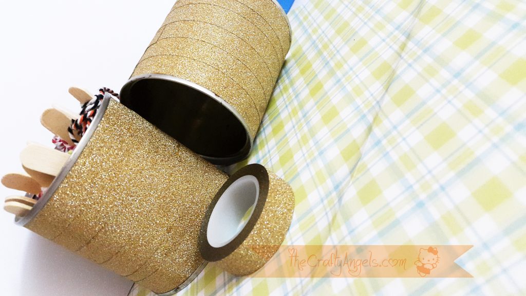 Upcycled Tin can pen holder tutorial washi tape craft (9)