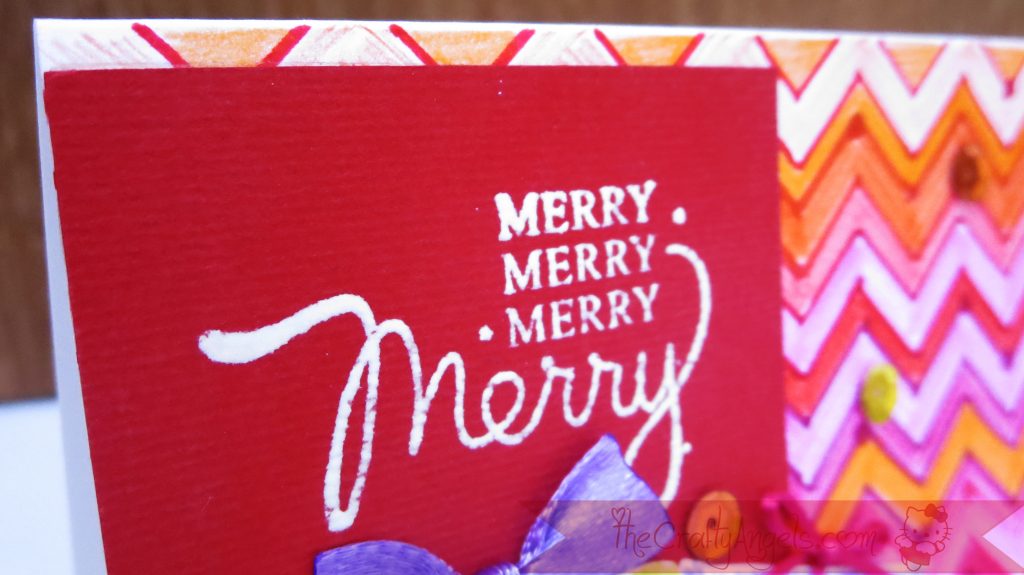 Handmade christmas card with gift box chevron pattern