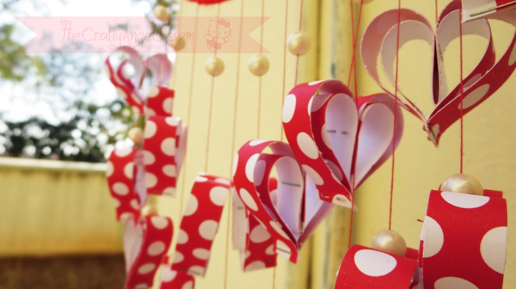 Paper hearts wall hanging 