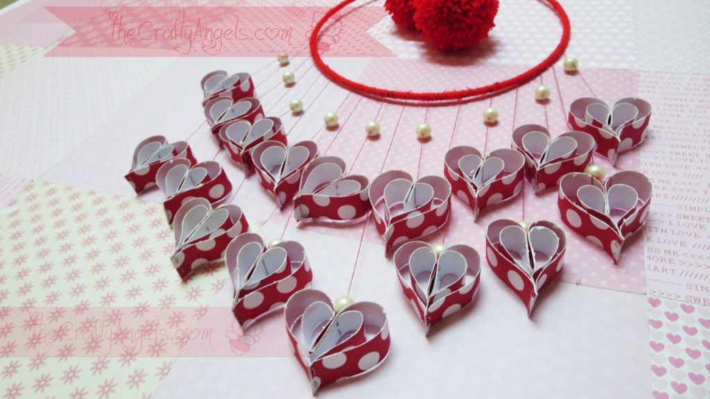 Paper hearts wall hanging 
