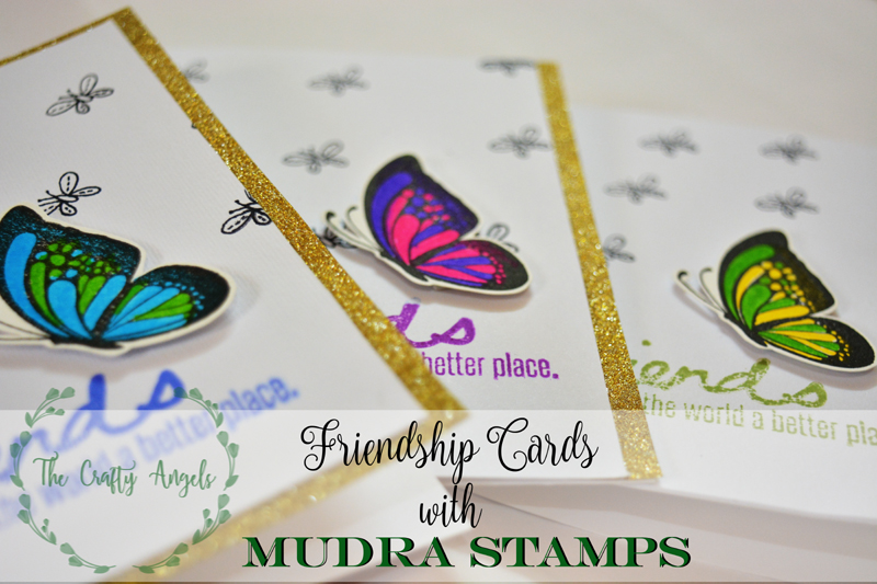 mudra stamps, indian stamp, cardmaking, butterfly card, friends card, friendship day card