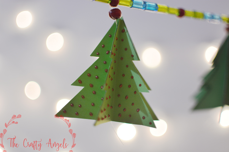 diy paper christmas tree garland, christmas tree decor, christmas tree ornament, diy tree ornament, diy paper christmas tree ornament, holiday crafting, holiday activity, holiday decor, holiday idea