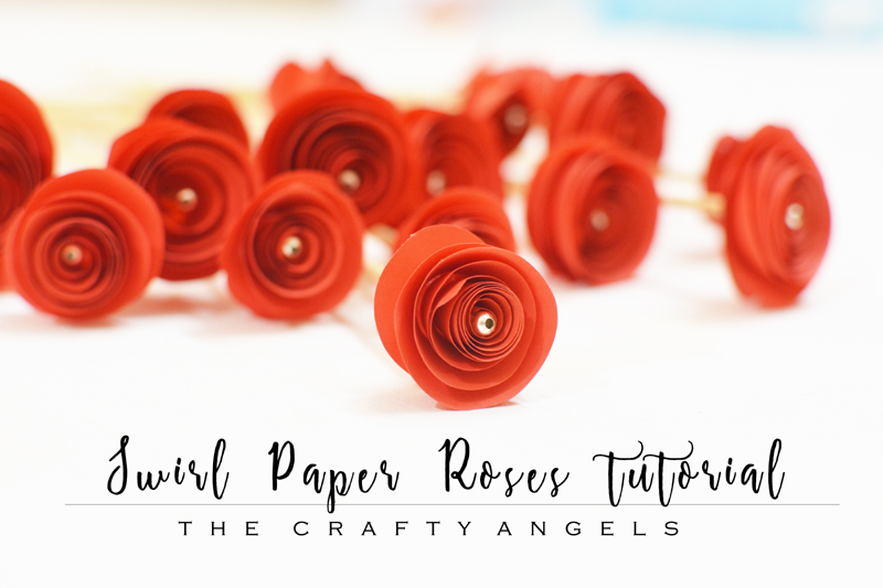 Swirl paper roses tutorial, quilled paper roses tutorial, curled paper roses, how to make paper roses, paper flower tutorial, rose making tutorial, simple paper flower tutorial