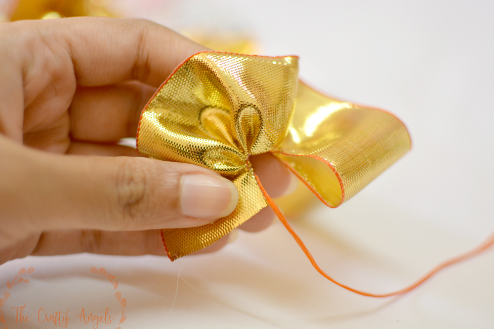 Gota ribbon rakhi making - how to make ribbon base for rakhi