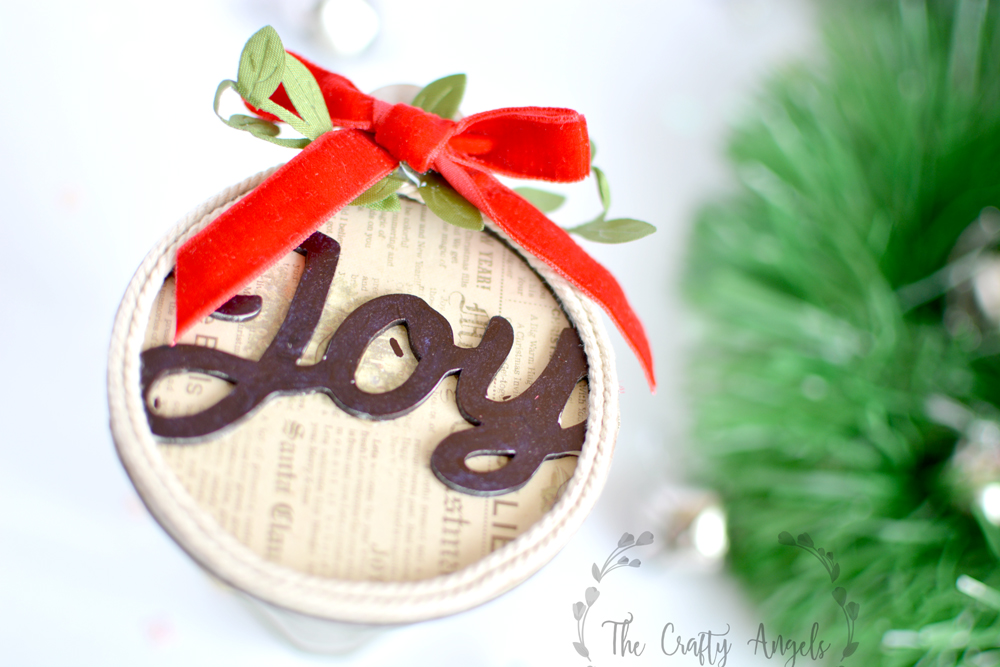 Joy handlettered ornament 