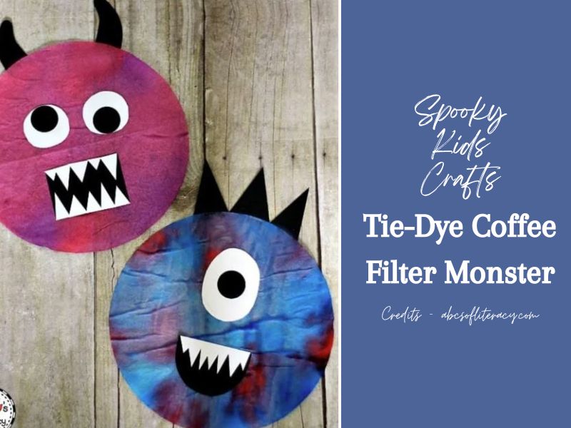 Halloween kids craft - Tie dye monstor with coffee filter