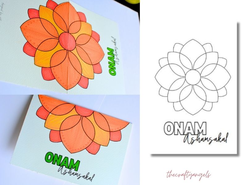 Lotus Onam card for kids