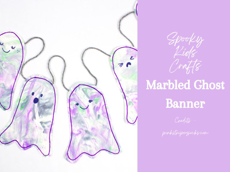 Pretty halloween bunting - marbled ghost banner