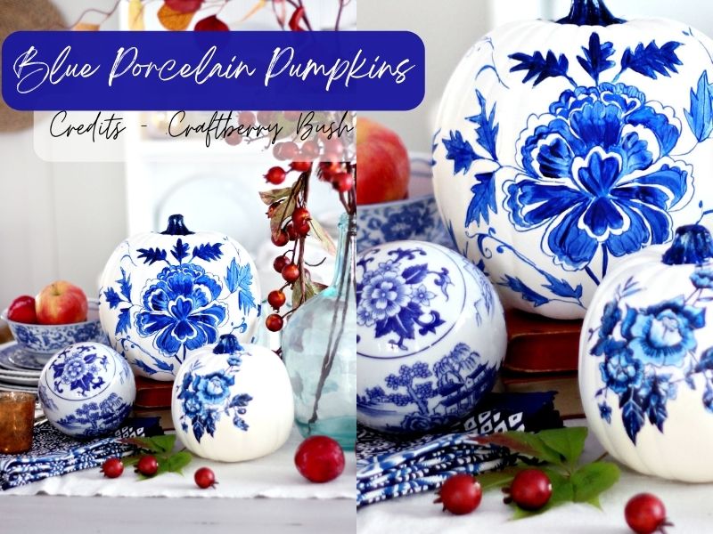 Blue Porcelain Pumpkins