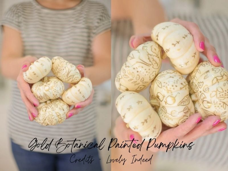 Gold Botanical Painted Pumpkins