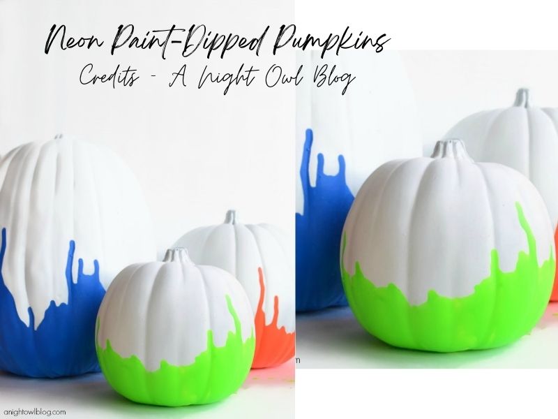 Neon Paint-Dipped Pumpkins