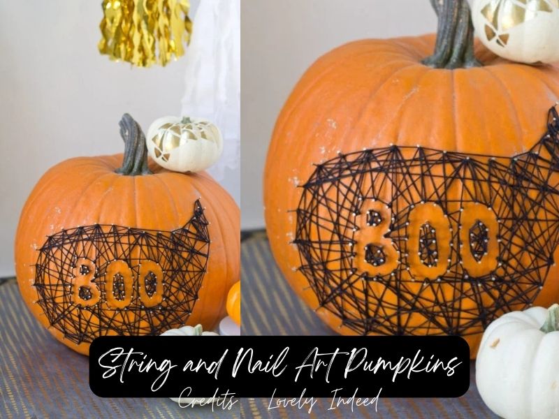 String and Nail Art Pumpkins