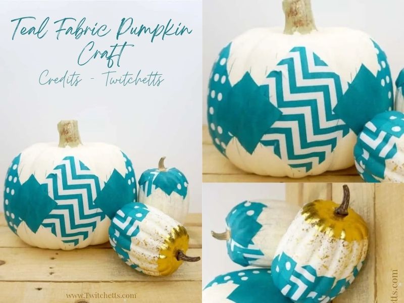 Teal Fabric No Carve Pumpkin Craft