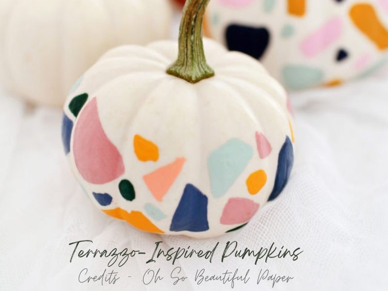 Terrazzo-Inspired No Carve Pumpkins