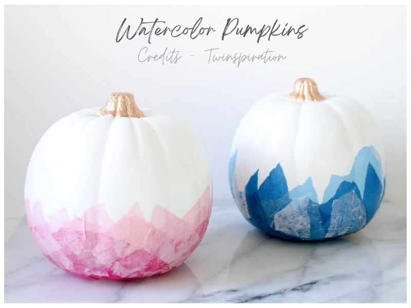 Watercolor No Carve Pumpkins