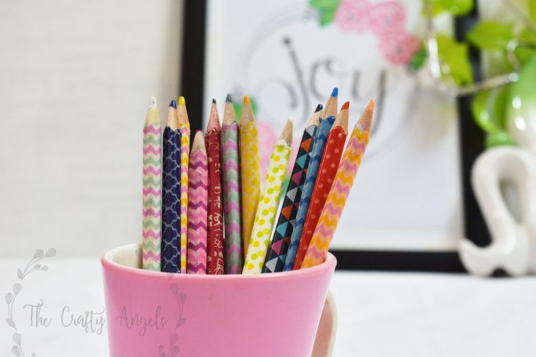 DIY Washi tape pencil craft - The Crafty Angels