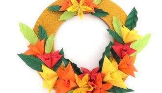 kusudama paper flower, kusudama paper flower tutorial, origami flower making, flower making tutorial, paper flower making, origami paper flowers, origami christmas craft, christmas crafts, christmas wreath, diy christmas wreat, DIY paper wreath for christmas, origami kids