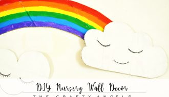 DIY Nursery Wall Art, DIY rainbow with cardboard, DIY cardboard clouds, DIY rainbow nursery wall decor, diy rainbow, rainbow craft, rainbow girl, DIY clouds, clouds with face, DIY clouds, Rainbow decor , DIY craft with cardboard, cardboard craft